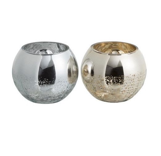 Photophores verre craquelé doré et argenté Narsh - Lot de 8 - Photo n°1