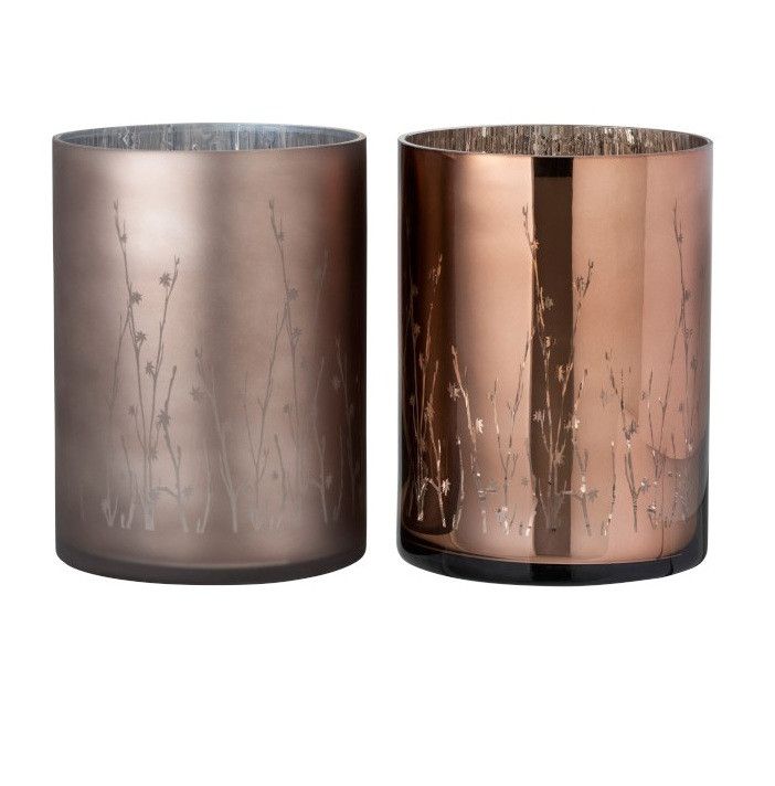 Photophores verre marron mat et brillant Nissy H 24 - Lot de 2 - Photo n°1