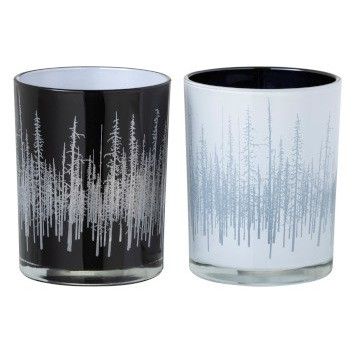 Photophores verre noir et blanc Bialli H 12 cm - Lot de 12 - Photo n°1