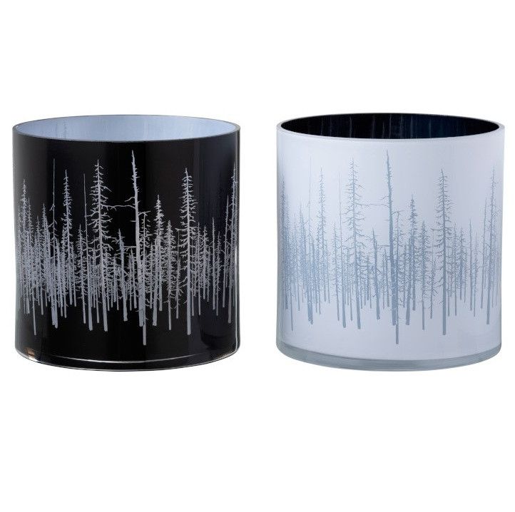 Photophores verre noir et blanc Bialli H 20 cm - Lot de 2 - Photo n°1