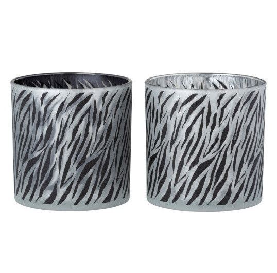 Photophores verre noir et blanc zébré Diere - Lot de 6 - Photo n°1