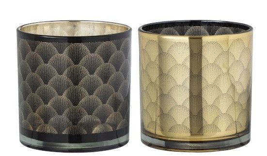 Photophores verre noir et doré Ysarg - Lot de 2 - Photo n°1