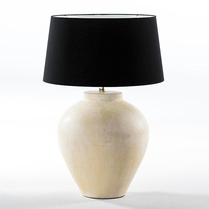 Pied de lampe en terre cuite blanche Michka H 55 cm - Photo n°1