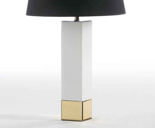 Pied de lampe verre blanc avec socle doré Gracias - Photo n°1