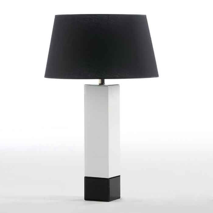 Pied de lampe verre blanc avec socle noir Gracias - Photo n°1
