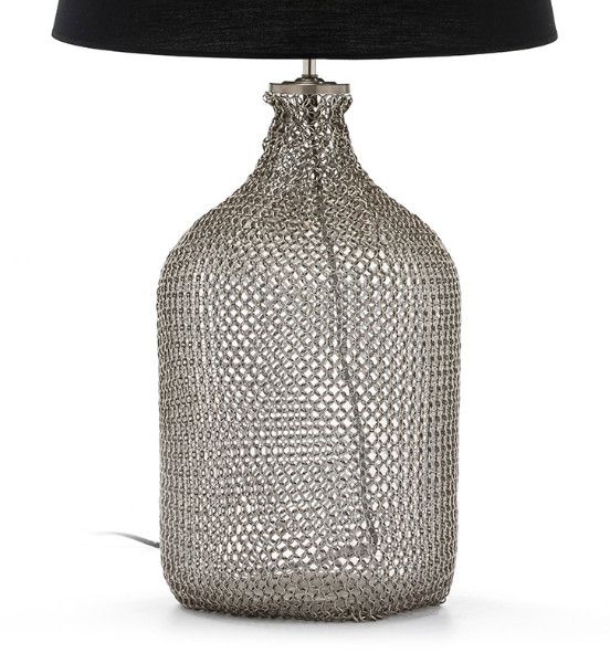 Pied de lampe verre et métal argenté Randy H 55 - Photo n°1