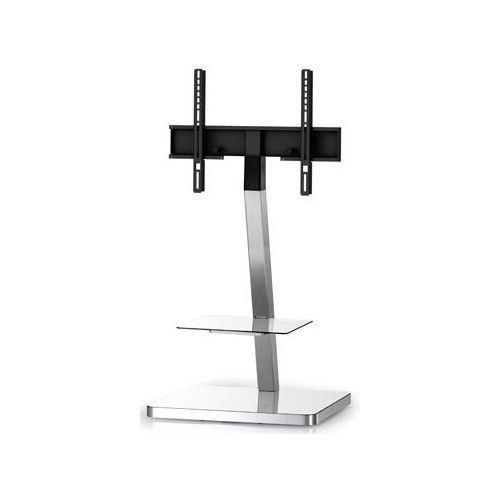 Pied pivotant avec étagère pour écran Plasma 2710 inox et blanc H 92 cm - Photo n°1