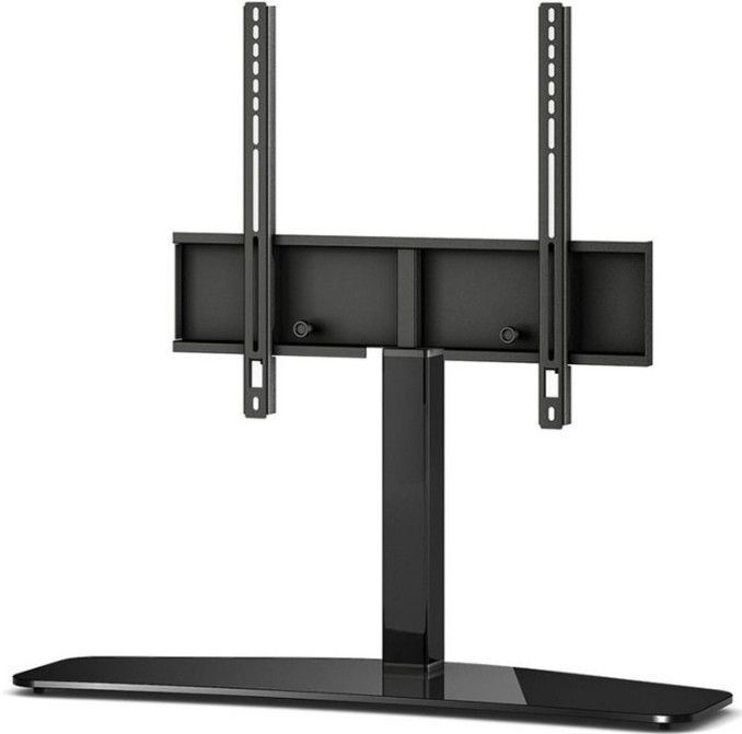 Pied pour écran plasma verre trempé et aluminium noir Liam 50