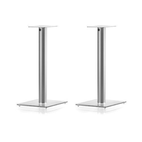 Pieds pour enceintes à poser SP100 verre trempé transparent et alu brossé - lot de 2 - Photo n°1