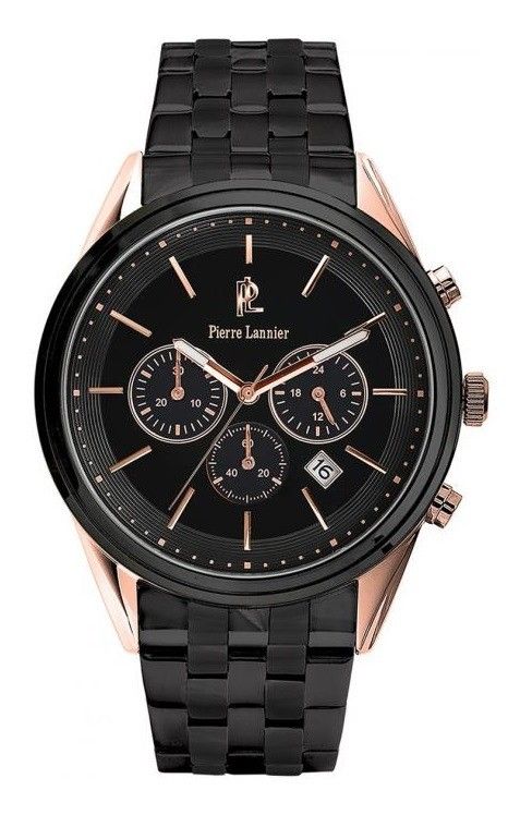 Pierre Lannier Cityline 292d039 - Movement: Miyota - Case: Gold And Black Stainless Steel 44mm - Bracelet: Black Stainless Steel 22mm - Water Resistant: 50m - Photo n°1