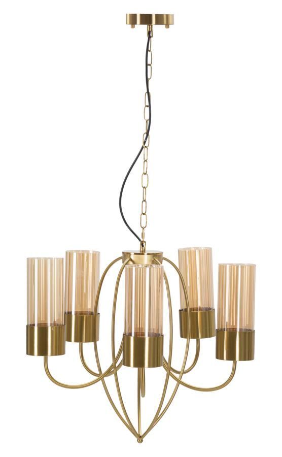 Plafonnier Versailles 5 lumières métal doré design élégant - Photo n°1