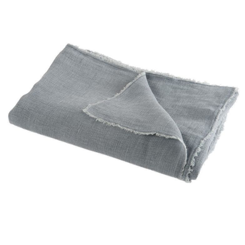 Plaid délavé tissu bleu gris Marino - Photo n°1