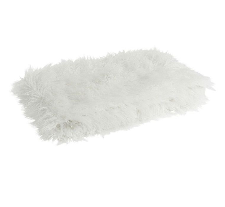 Plaid fourrure synthétique blanche à poils longs Licia - Photo n°1