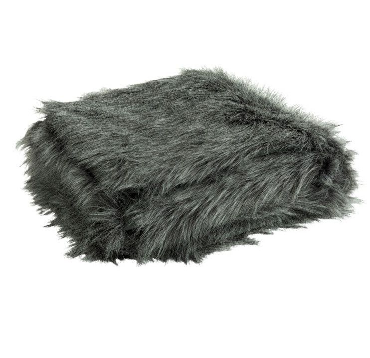 Plaid fourrure synthétique grise à poils longs Liath - Photo n°1