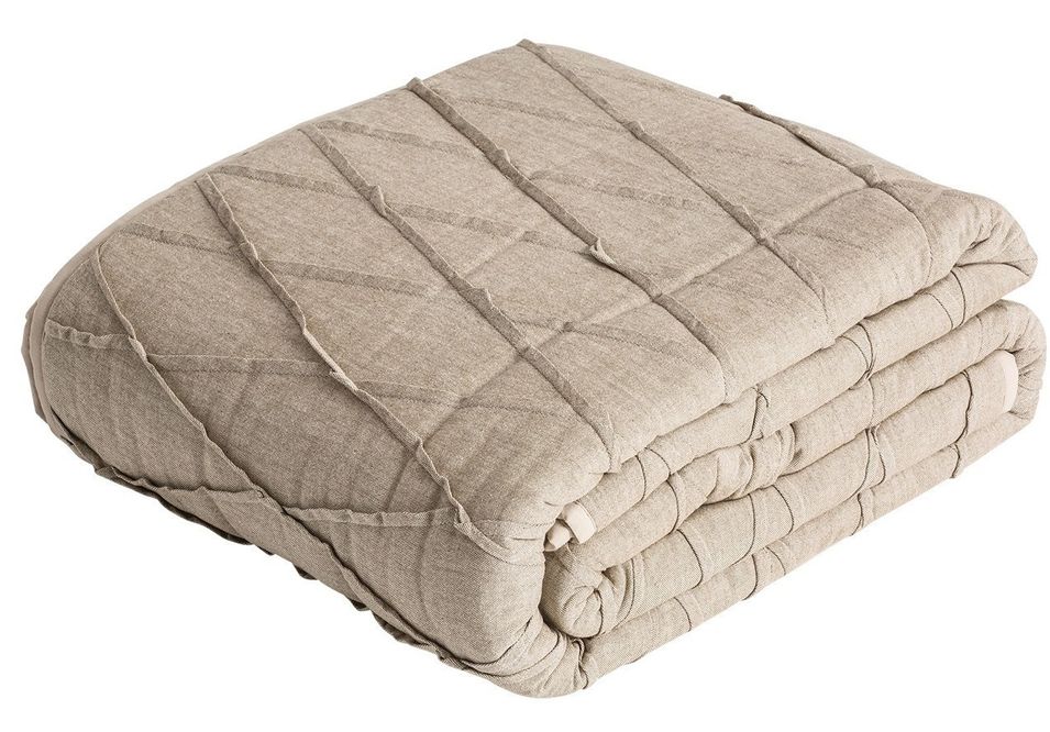 Plaid moderne en coton sable Camela - Photo n°1