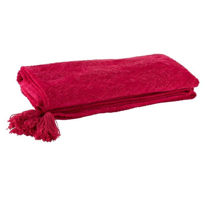 Plaid tissu coton rose foncé Ocel - Photo n°1