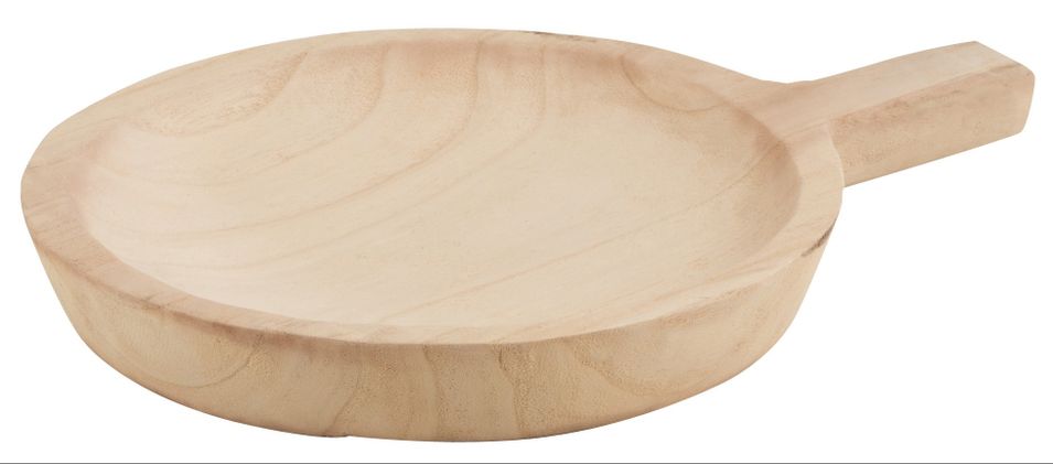 Plat rond anse bois de paulownia naturel Jona L 43 cm - Photo n°1