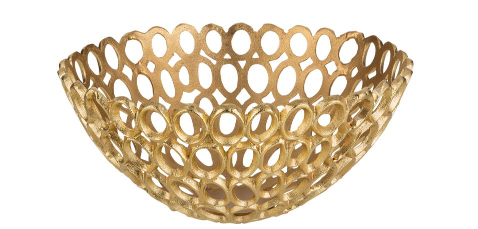 Plat rond cercles aluminium doré Joni D 32 cm - Photo n°1