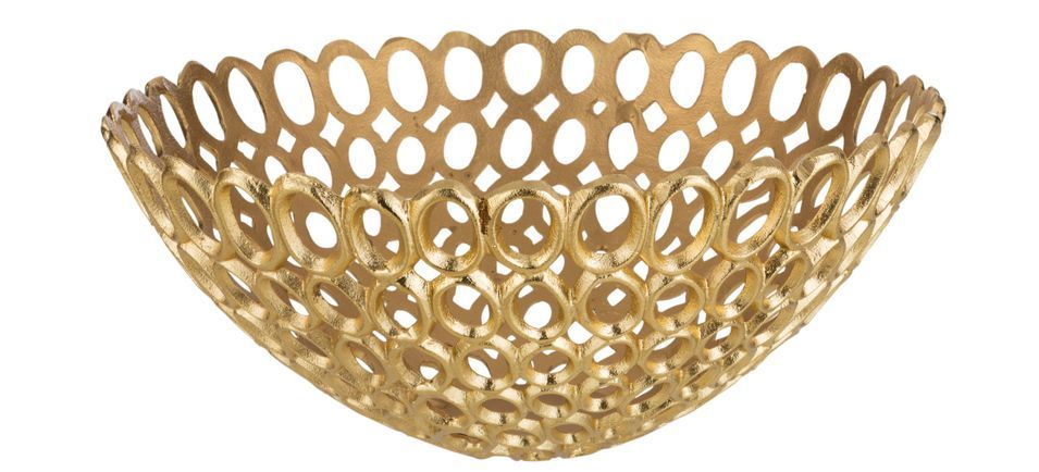 Plat rond moyen avec cercle aluminium doré Filo D 43 cm - Photo n°1