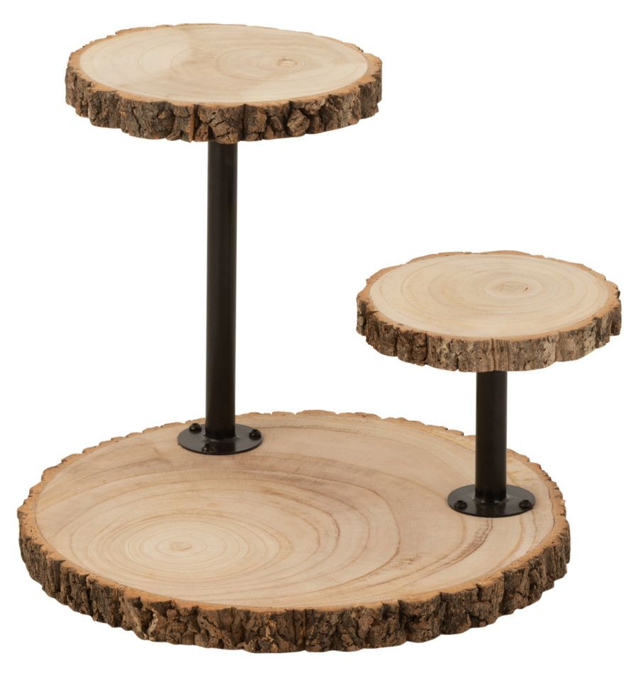 Plateau 2 niveaux rond bois massif Patty L 45 cm - Photo n°1