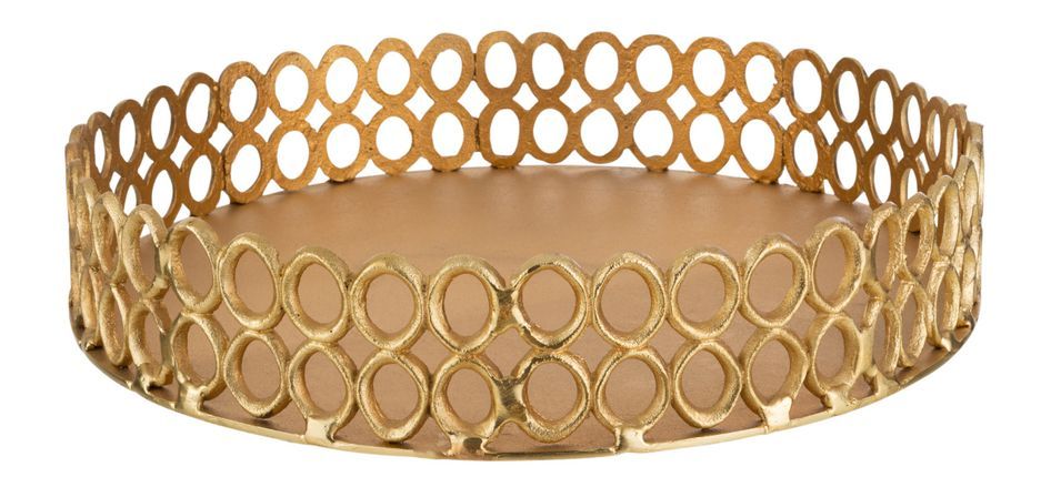 Plateau rond avec cercles aluminium doré Sira D 49 cm - Photo n°1