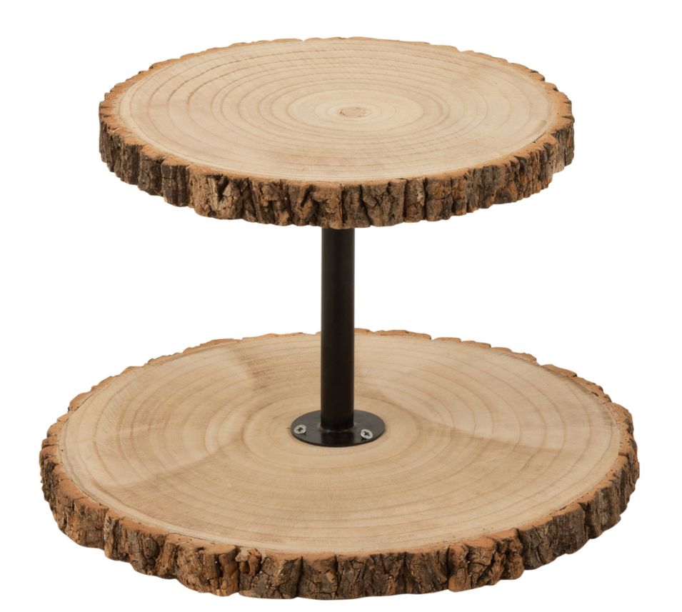 Plateau rond bois 2 niveaux naturel Clark D 42 cm - Photo n°1