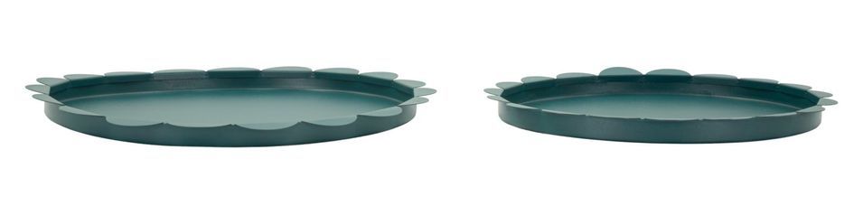 Plateau rond saturne bleu sarcelle, lot de 2 pièces, ø 33 x 2 cm - 27,5 x 2 cm - Photo n°1