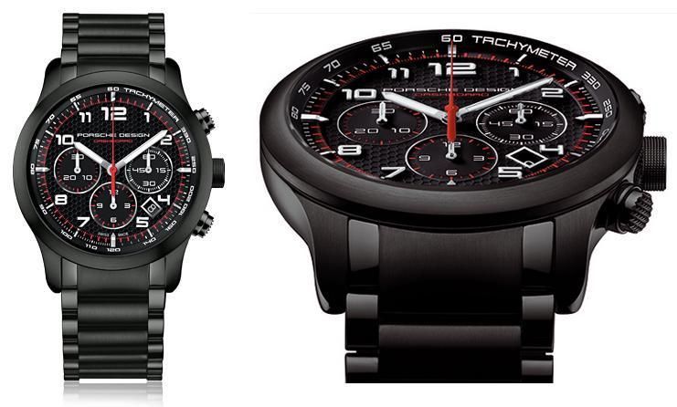 Porsche Design Dashboard P6612 Pvd Black-automatic Chrono Eterna Mov. Titanium-aluminium Pvd Black Case&bracelet Carbon Dial-red Details 42mm Date Sapphire Glass Front&back 100m Swiss Made 6612.18.44.258 - Photo n°1