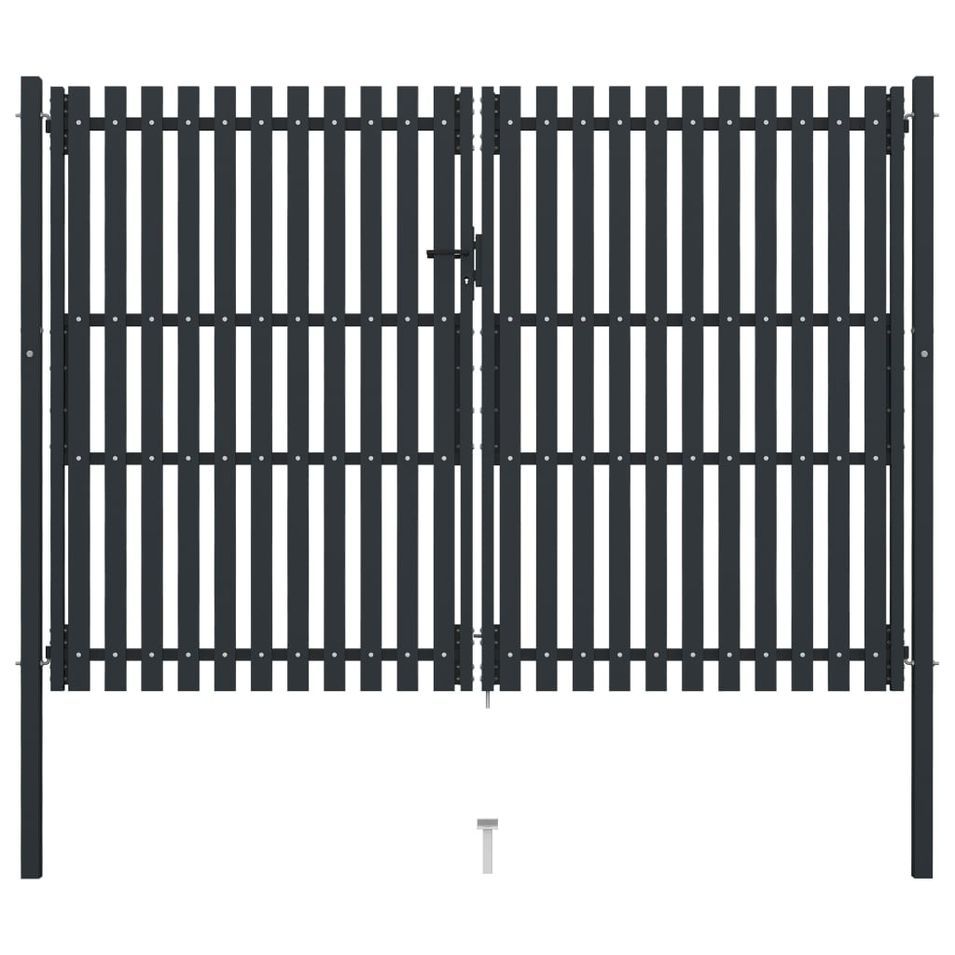 Portail de clôture à double porte Acier 306x250 cm Anthracite - Photo n°1