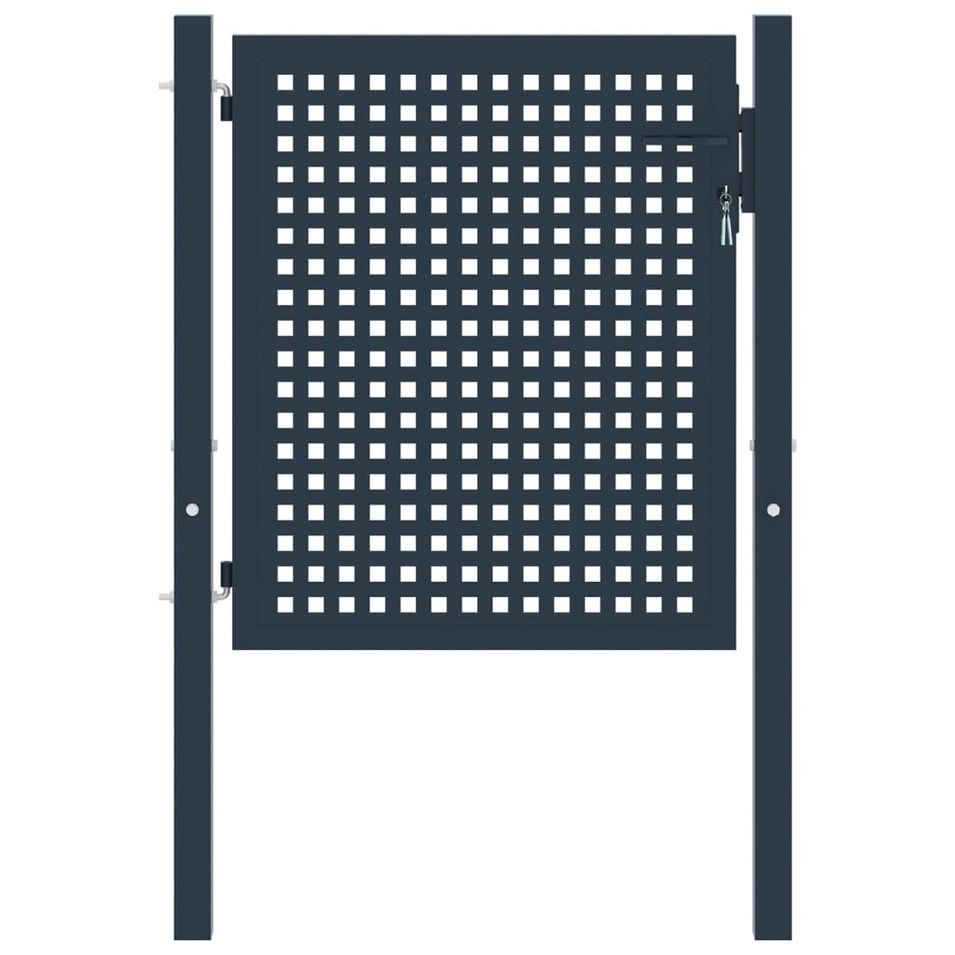 Portail de clôture Anthracite 102x125 cm Acier - Photo n°1