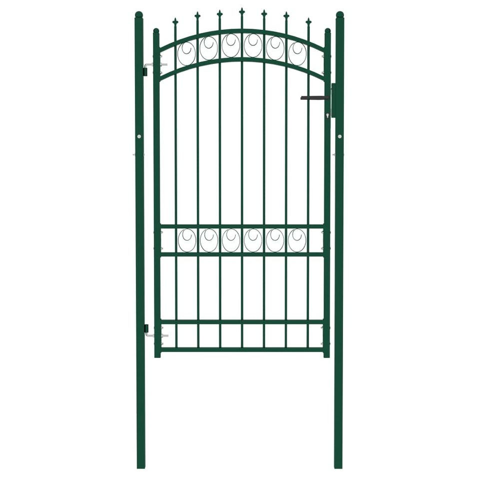 Portail de clôture avec pointes Acier 100x175 cm Vert 3 - Photo n°1