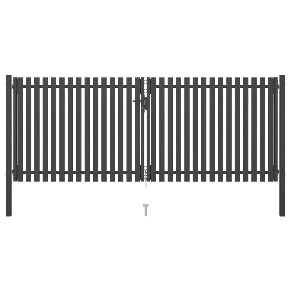 Portail de clôture de jardin Acier 4x1,7 m Anthracite - Photo n°1