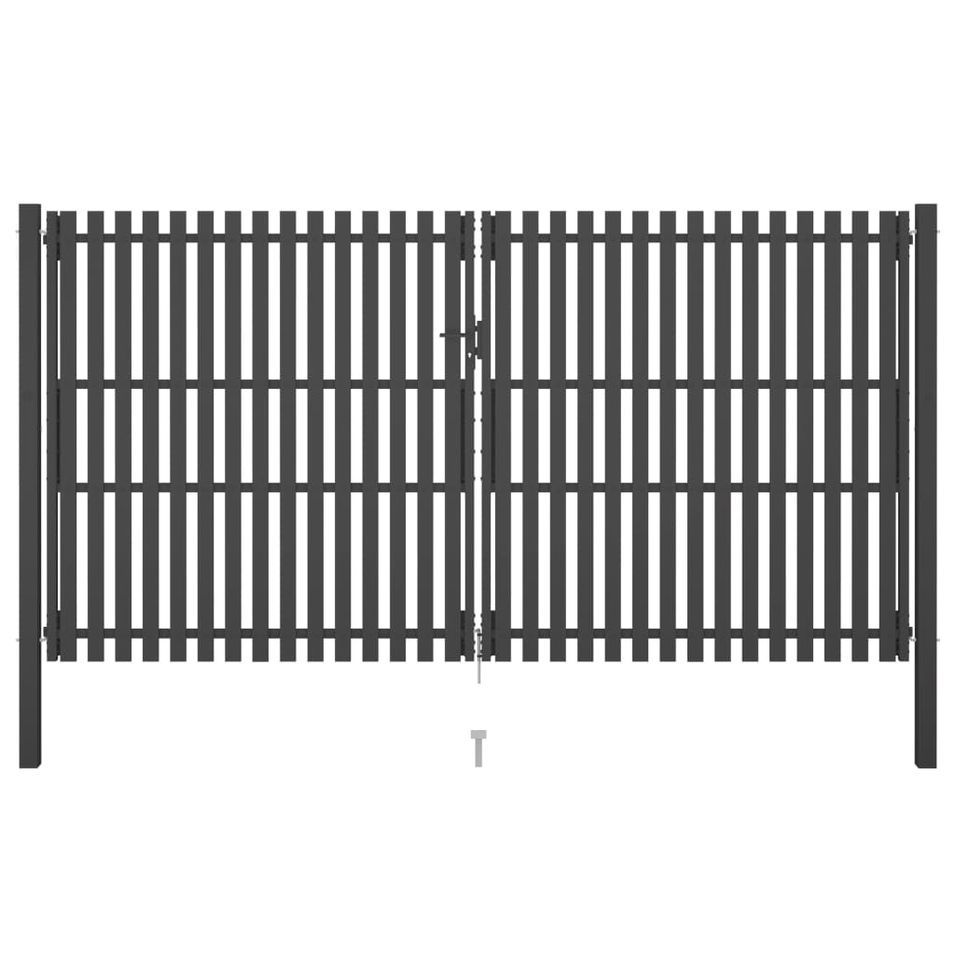 Portail de clôture de jardin Acier 4x2,5 m Anthracite - Photo n°1