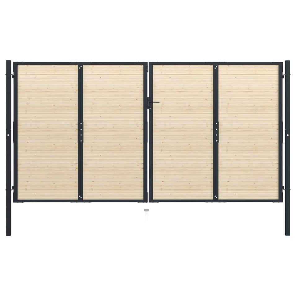 Portail de clôture en acier et bois d'épicéa 408x250 cm - Photo n°1