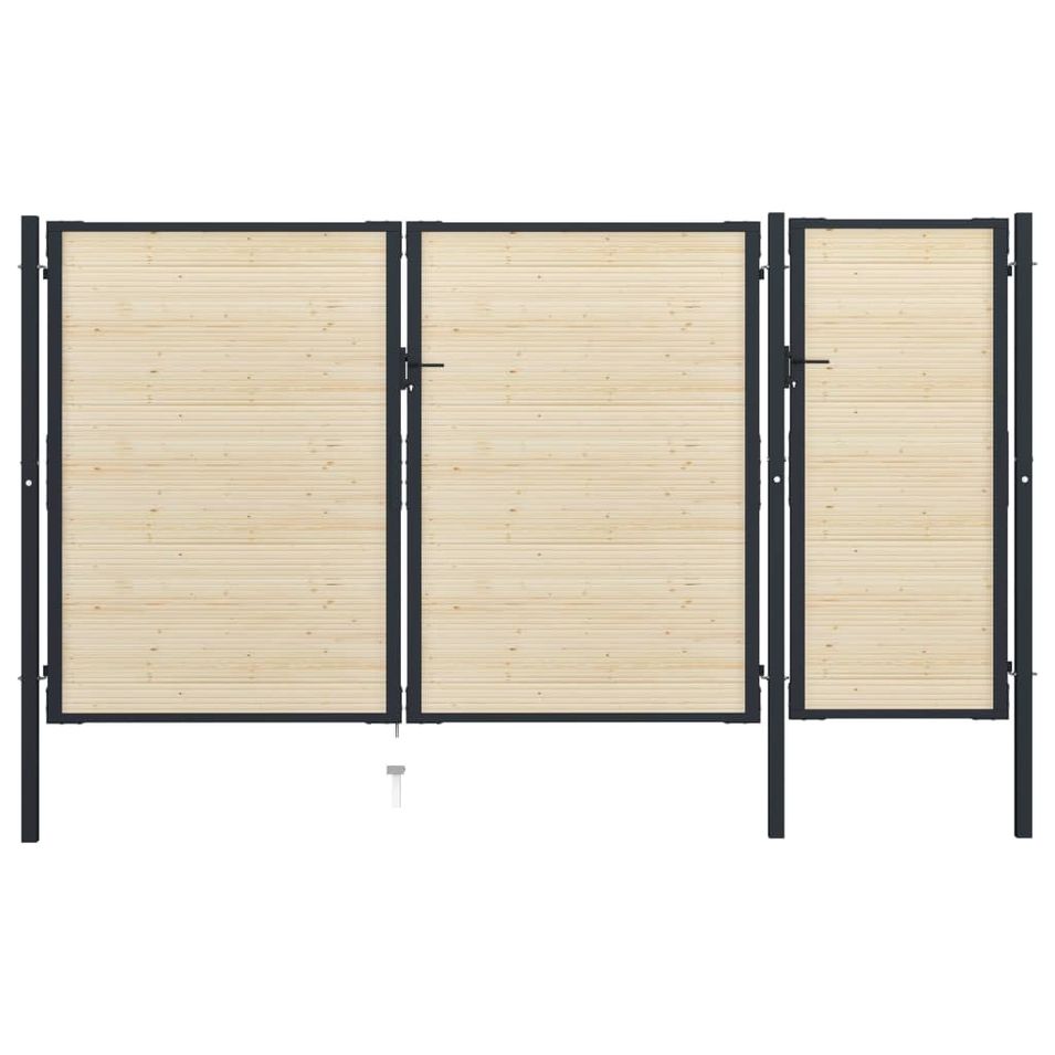 Portail de clôture en acier et bois d'épicéa 413x250 cm - Photo n°1