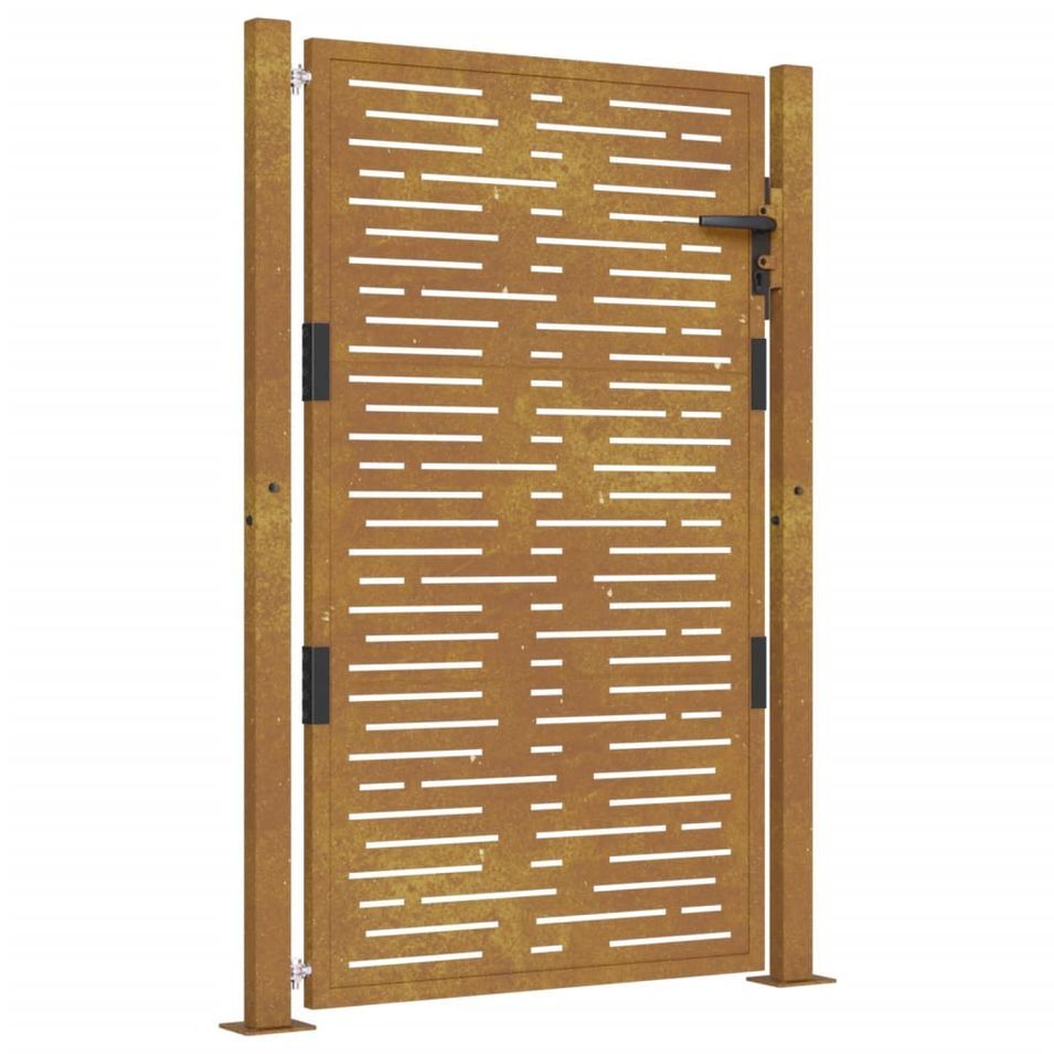 Portail de jardin 105x130 cm acier corten conception de carré - Photo n°1