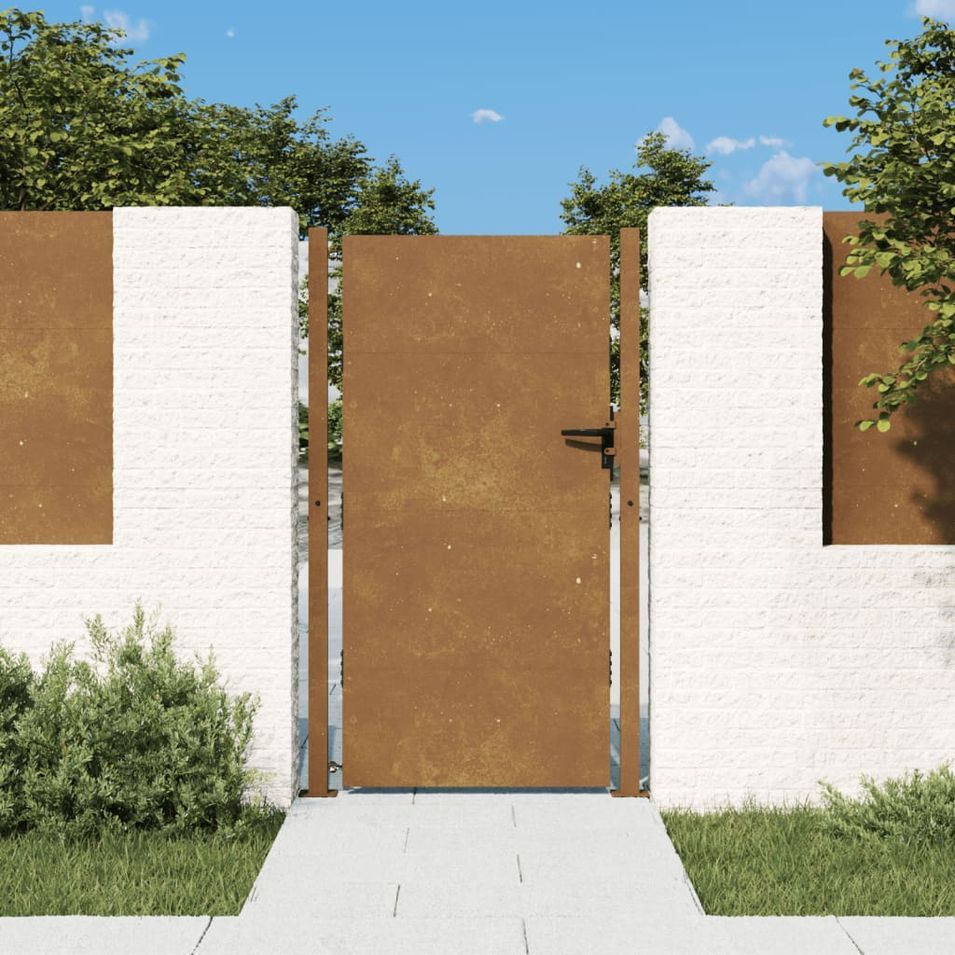 Portail de jardin 105x205 cm acier corten - Photo n°1