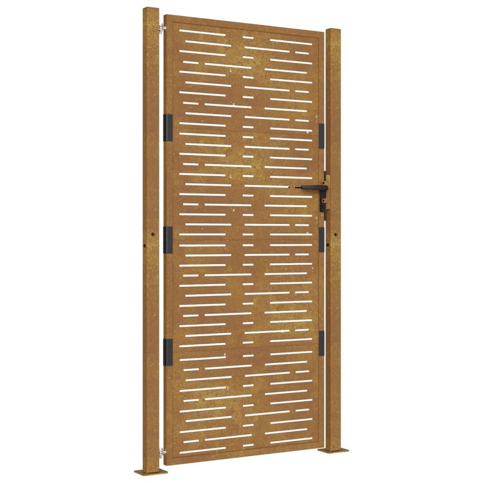 Portail de jardin 105x205 cm acier corten conception de carré - Photo n°1