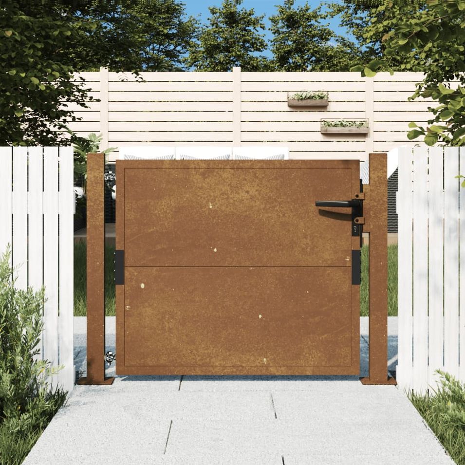 Portail de jardin 105x80 cm acier corten - Photo n°1