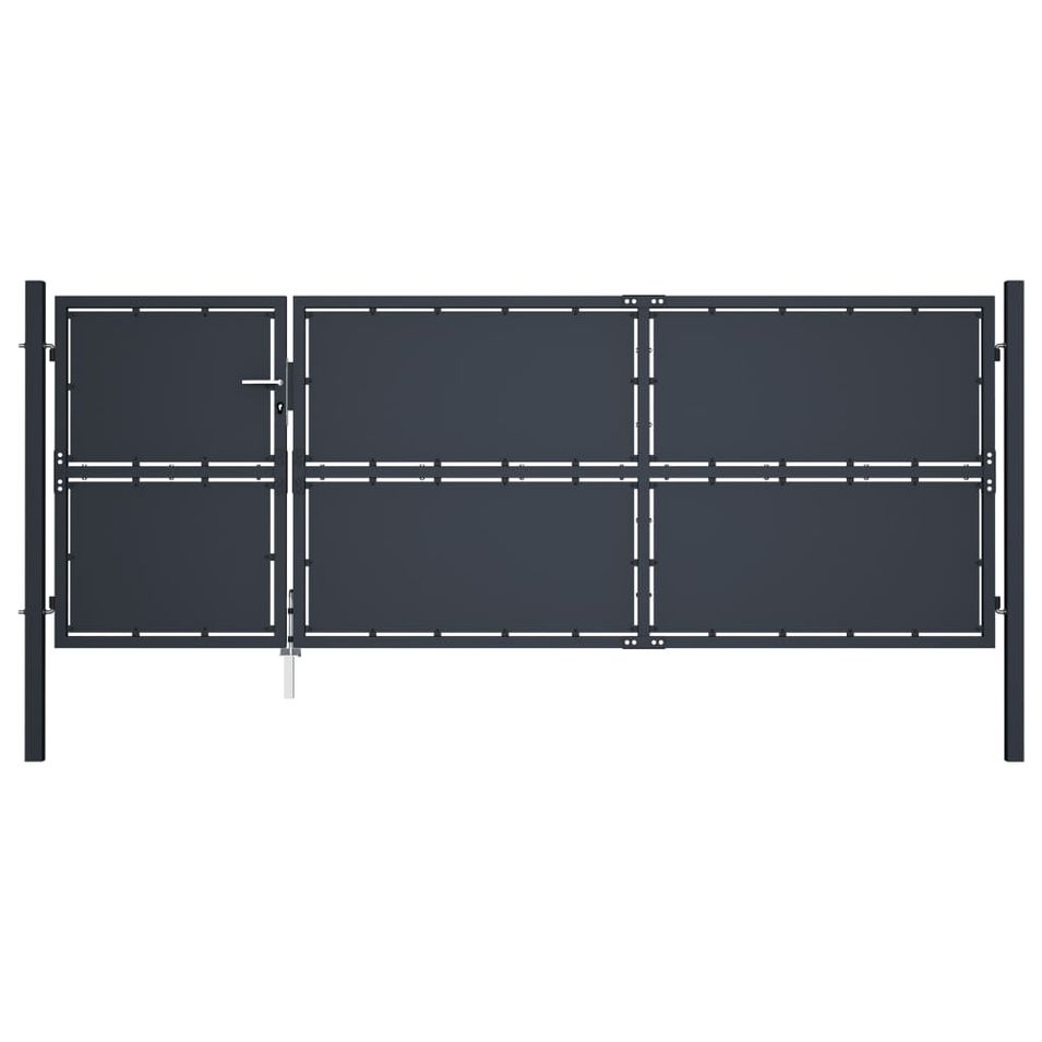 Portail de jardin Acier 350 x 125 cm Anthracite - Photo n°1