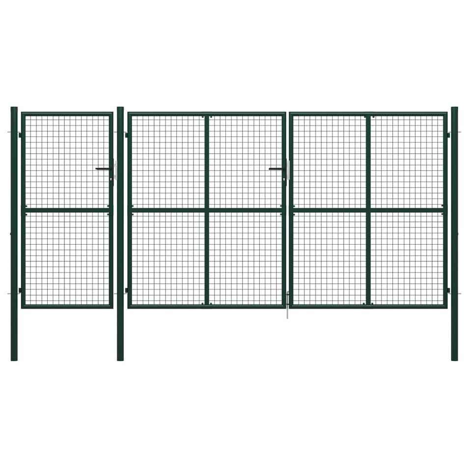 Portail de jardin Acier 400 x 150 cm Vert 2 - Photo n°1