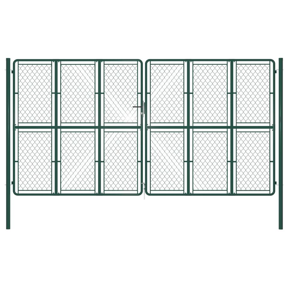 Portail de jardin Acier 400 x 200 cm Vert 2 - Photo n°1