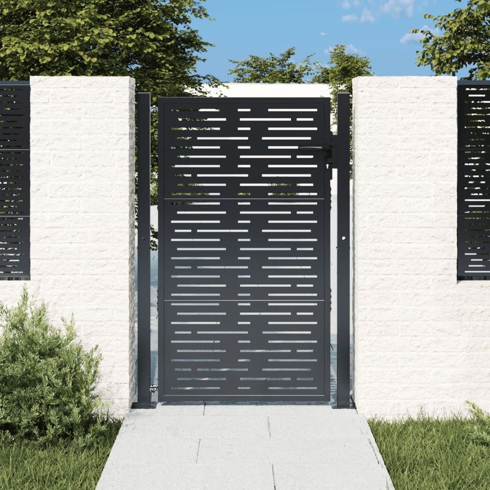 Portail de jardin anthracite 105x130 cm conception de carré - Photo n°1