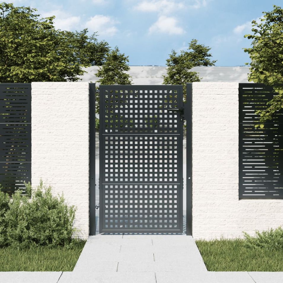 Portail de jardin anthracite 105x175 cm acier - Photo n°1