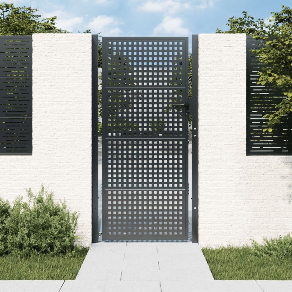 Portail de jardin anthracite 105x225 cm acier - Photo n°1
