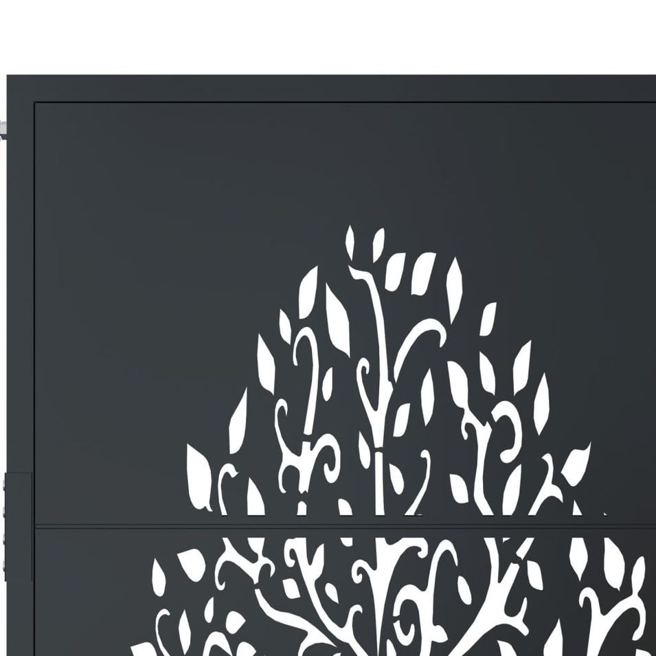 Portail de jardin anthracite 105x80 cm acier conception d'arbre - Photo n°6