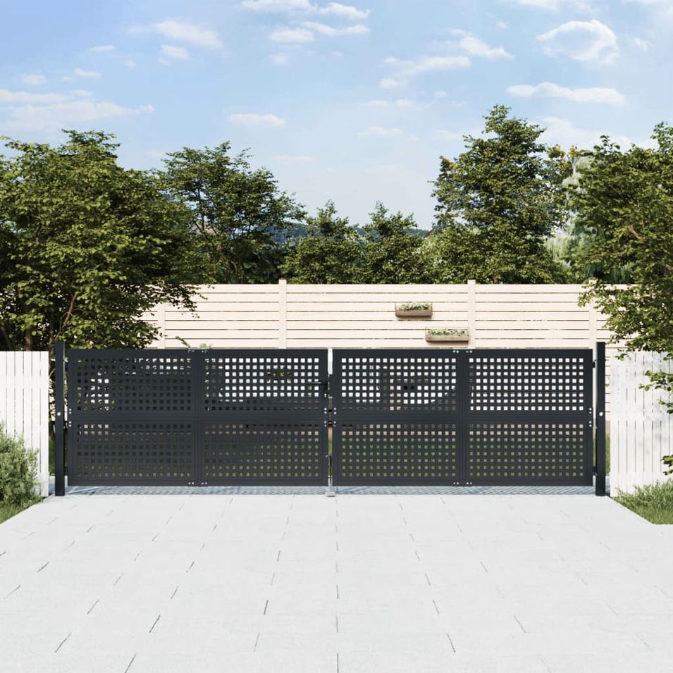 Portail de jardin anthracite 400x125 cm acier - Photo n°1