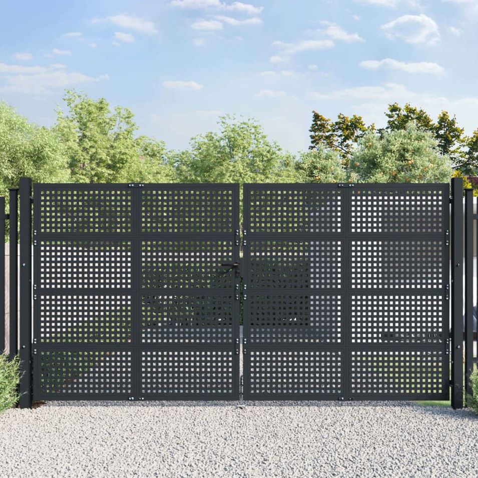 Portail de jardin anthracite 400x250 cm acier - Photo n°1