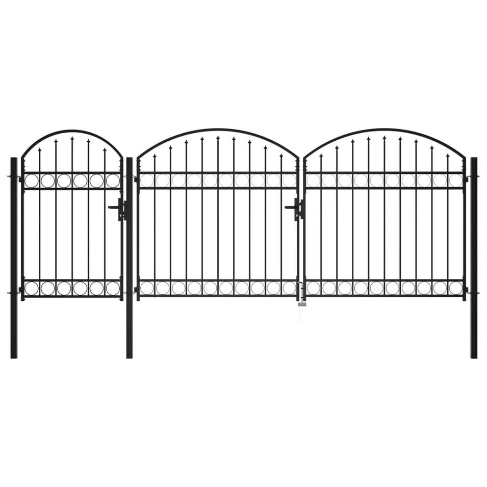 Portail de jardin avec dessus arqué Acier 2,25 x 4 m Noir - Photo n°1