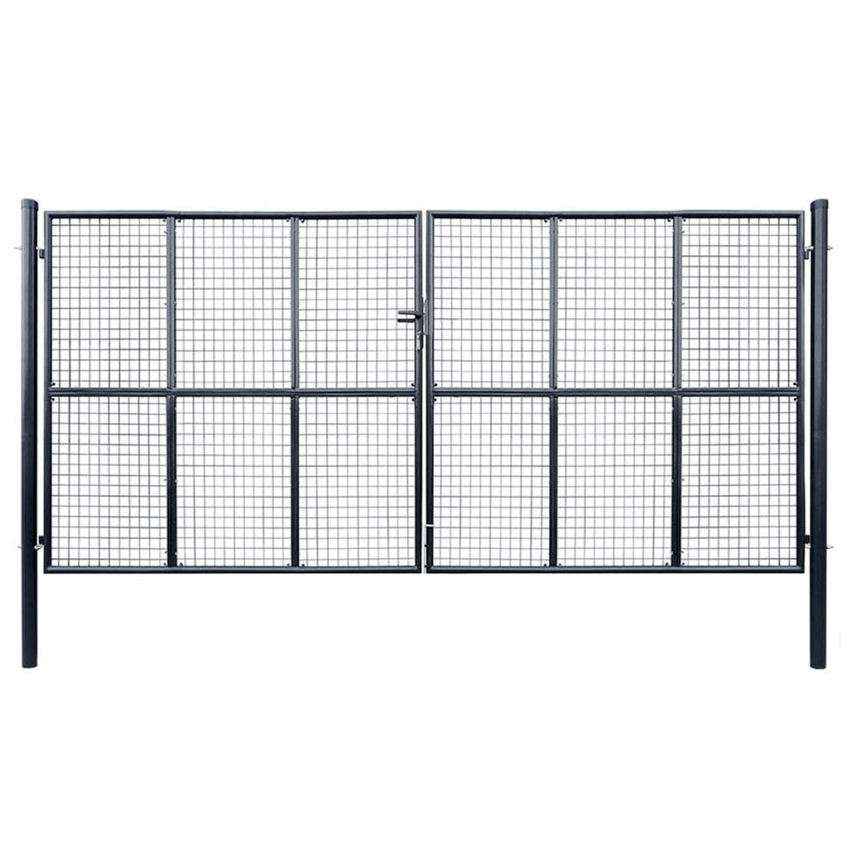 Portail en maille de jardin Acier galvanisé 400 x 200 cm Gris - Photo n°1